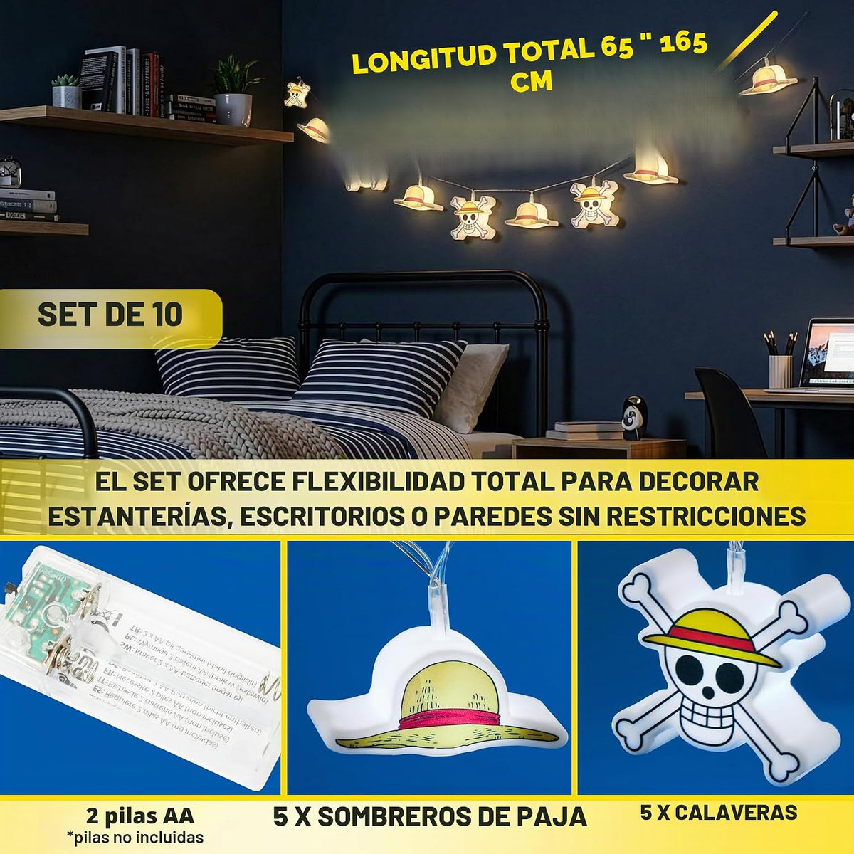 Guirnalda de Luces LED 3D Piratas Bucanera Deco