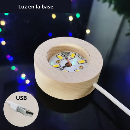 Bola de Cristal 3D Grabada con Luz LED, Diseño Místico de Elementos